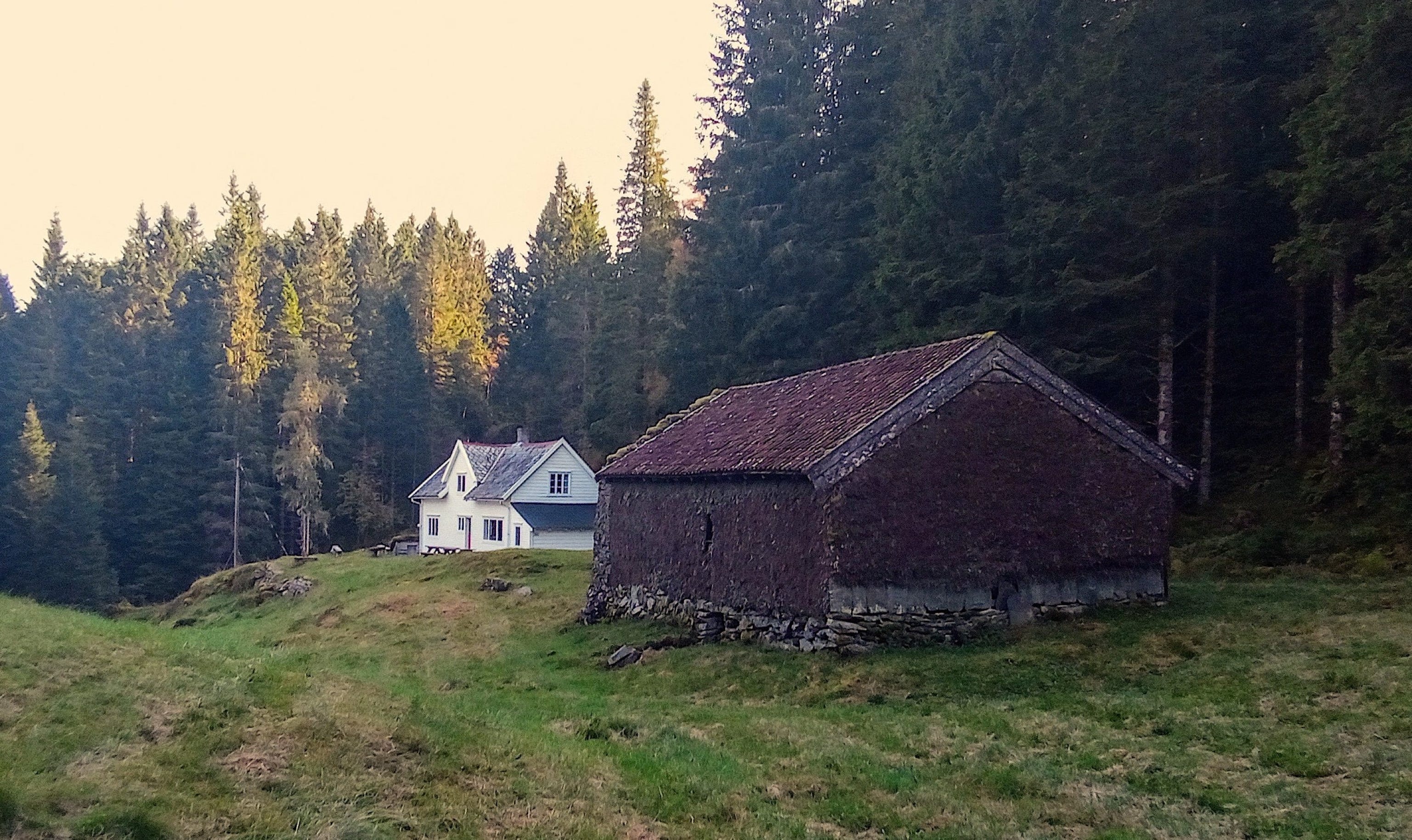 Tirevollshuset sett frå nord med løa i forgrunnen
